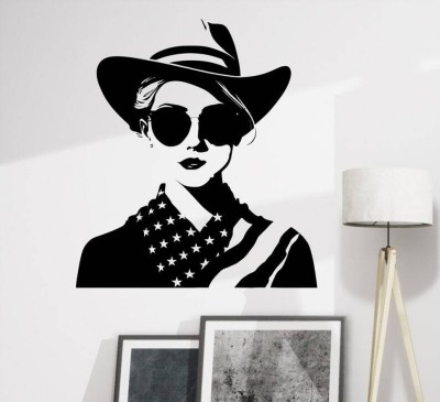 SnappyVinyl 27 cm US Flag Cow Girl Woman Wall Sticker PVC Vinyl Self Adhesive Sticker(Pack of 1)