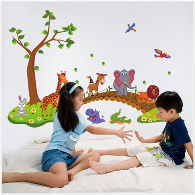 JAAMSO ROYALS 120 cm Kids Animals under Tree Sticker(Pack of 1)