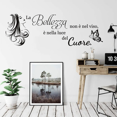 SnappyVinyl 100 cm talian Beauty Is Not In The Face Heart Self Adhesive Sticker(Pack of 1)