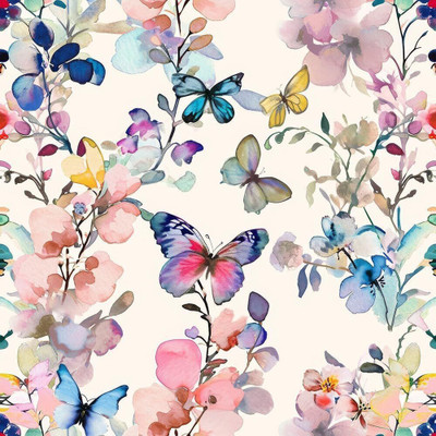 WOYO 300 inch Butterfly Garden Watercolor Wallpaper Self Adhesive Sticker(Pack of 1)