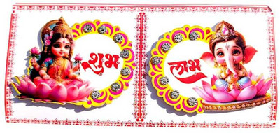 BMR 2.2 inch Mini Acrylic Laxmi Ganesh Ji Design Subh Labh for Mandir Pooja Room Self Adhesive Sticker(Pack of 1)