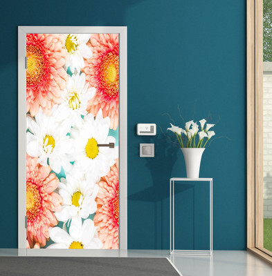 We Kreate 36 inch 3D Door Floral wallpaper Self Adhesive Sticker(Pack of 1)