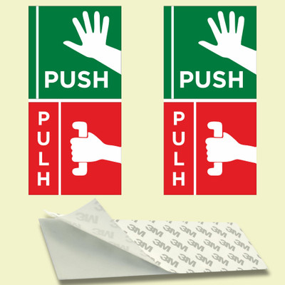 OMAXX INDIA 5 inch Push Pull Sticker | Durable Vinyl Label for Entry and Exit Door Instructions. Self Adhesive Sticker(Pack of 2)