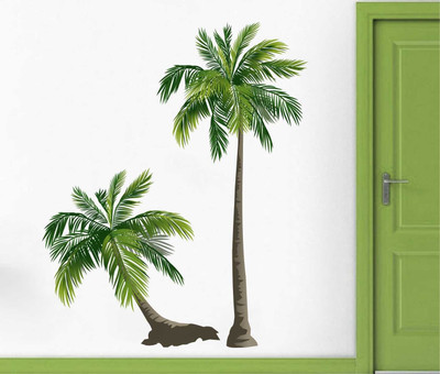 MEERANGI 100 cm Green Palm Tree Wall Sticker for Home Decor – Size: 80 x 100 CM Self Adhesive Sticker(Pack of 1)