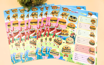 Paper Bear 2.5 inch kawaii hamburger sticker Non-Reusable Sticker(Pack of 10)