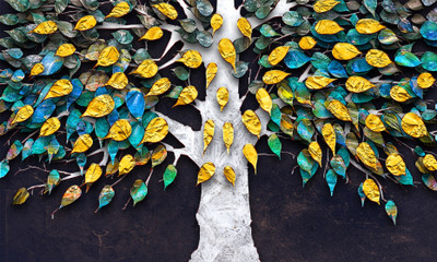 Ashtawalldecor 36 inch Tree Panting For Livingroom Bedroom Home office Wall Decor (Size 24x36 Inch) Self Adhesive Sticker(Pack of 1)