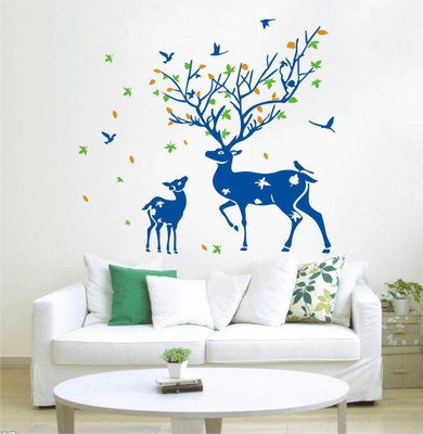 MY WALLORA 90 cm Wall Decals ' Mom And Little Deer ' Self Adhesive Sticker(Pack of 1)