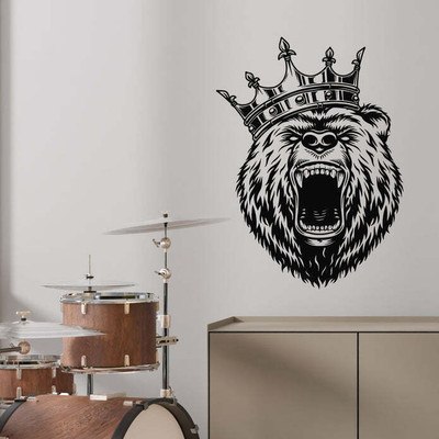 SnappyVinyl 30 cm Head With Crown King Wild Self Adhesive Sticker(Pack of 1)