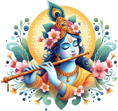 S3DESIGN 60 cm beautiful shree krishna Self Adhesive Sticker(Pack of 1)