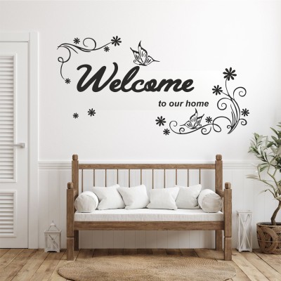 STICKERAURA 60 cm Welcome Home Black Wall Sticker For Door And walls Self Adhesive Sticker(Pack of 1)