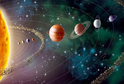 ShubhFly 47 cm Our Solar System Wall Sticker Educational Chart Waterproof for Study Room Self Adhesive Sticker(Pack of 1)