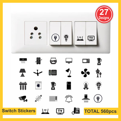 RSB HUB 1.5 cm Switch Sticker For Electric Board Appliances Including 27 Designs Self Adhesive Sticker(Pack of 560)