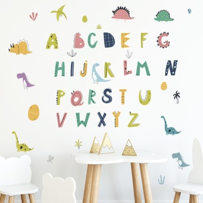 MAAGHI 35.4 inch Cute Dinosaur Alphabet sticker for Learning Education, Pre School & Kindergarten Removable Sticker(Pack of 1)