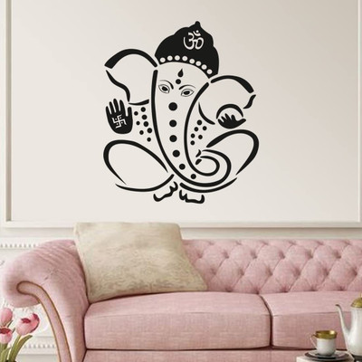 INKEDIFY 60 cm God Ganesh Ji Wall Sticker Self Adhesive Sticker(Pack of 1)