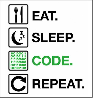 Starxdecals 30 cm Coding funny quotes wall sticker - Eat sleep code repeat - Coding - programmer Self Adhesive Sticker(Pack of 1)