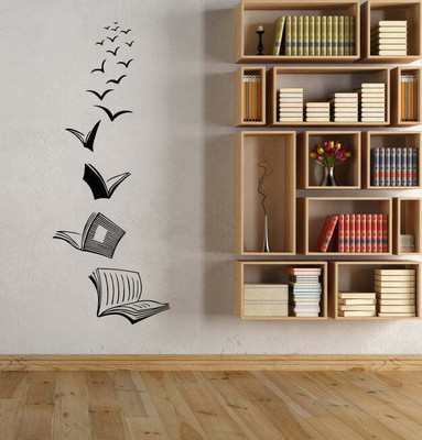 SnappyVinyl 30 cm Library Opened Books Reading Room Self Adhesive Sticker(Pack of 1)