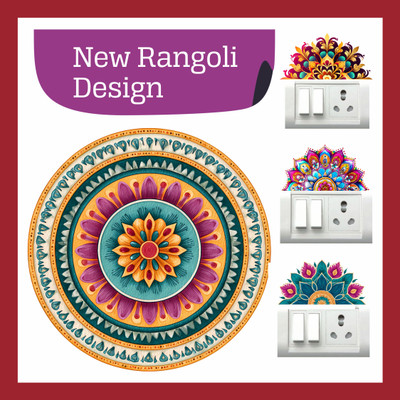 Raimo hub 12 inch Rangoli sticker size 12X12 INCH + Switch Board stickers Combo Self Adhesive Sticker(Pack of 1) Raimo hub 12 inch Rangoli sticker size 12X12 INCH + Switch Board stickers Combo Self Adhesive Sticker(Pack of 1)