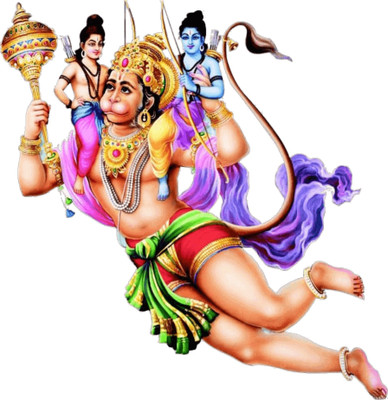Saiii Designs 30 cm flying hanuman Self Adhesive Sticker(Pack of 1)