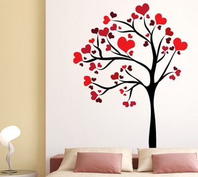 MIIKOR 130 cm Love Tree | Non-Reusable Stickers Self Adhesive Sticker(Pack of 1)
