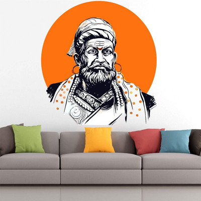 STIKHUB 60 cm Maratha king Chhatrapati shivaji wall sticker Self Adhesive Sticker(Pack of 1)