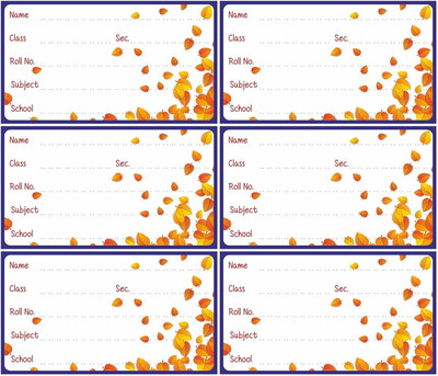 Stikor 9 cm Leaves School Copy Notebook Name 60 Sticker (90x51mm) Multicolour Removable Sticker(Pack of 60)
