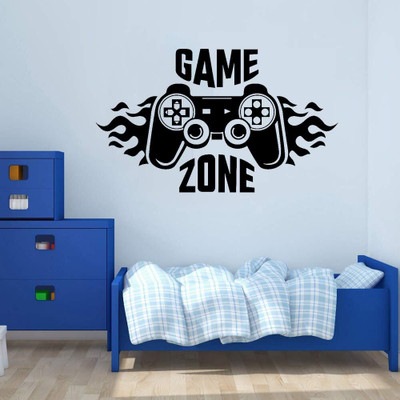 DECORNDECOR 60 cm GAME ZONE U WANT RECOMEENDED WALL STICKER Self Adhesive Sticker(Pack of 1)