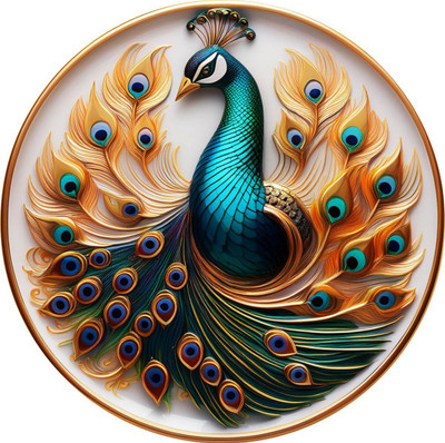 DecorAura 38 cm Beautiful Peacock Wall Sticker Self Adhesive Sticker(Pack of 1)