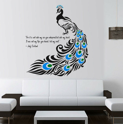 walkart 2.54 cm gorgeous peacock with bluish dots to quotes of life Removable Sticker(Pack of 1)