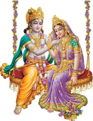 ZEN TREK 45 cm Jhule Wale Radha Krishna Modern Art 111 Self Adhesive Sticker(Pack of 1)