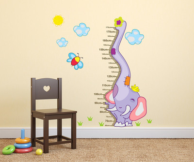 Wallme 110 cm Elephant Measurement | Non-Reusable Stickers Self Adhesive Sticker(Pack of 1)