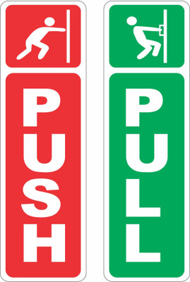 trust style interiors 18 cm Push Pull Sign Stickers (18 cm x 5.5 cm) Self Adhesive Sticker(Pack of 2)