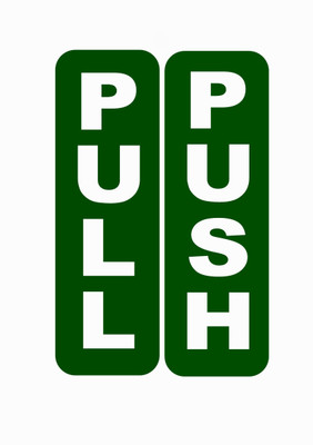 Printlive 15 cm Green Push Pull Door Sign Board Self Adhesive Sticker(Pack of 1)