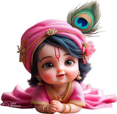 SAJAOHATKE 50 cm Bal krishna Self Adhesive Sticker(Pack of 1)