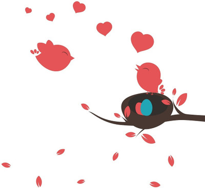 Wallme 85 cm Love Birds | Non-Reusable Sticker Self Adhesive Sticker(Pack of 1)