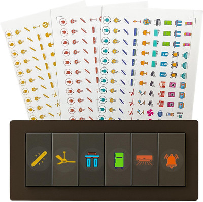 Autocube 1.5 cm 500+ Switch Board Button Stickers for Home,30+ Icons for Fan Light Fridge AC Self Adhesive Sticker(Pack of 1)