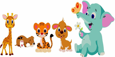 Rathor Design 45 cm Cute Small Animals Wall Sticker 45cm x 91cm_New_Relist Removable Sticker(Pack of 1)