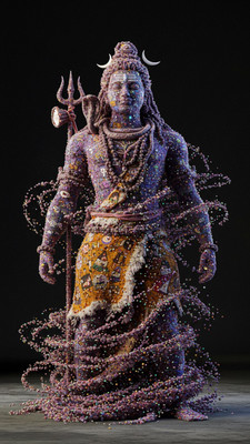 swaroopa 16.5 inch Shiv Shankar Sticker Self Adhesive Sticker(Pack of 1)