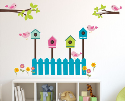 Wallzone 115 cm BIRDS CAGES Removable Sticker(Pack of 1)