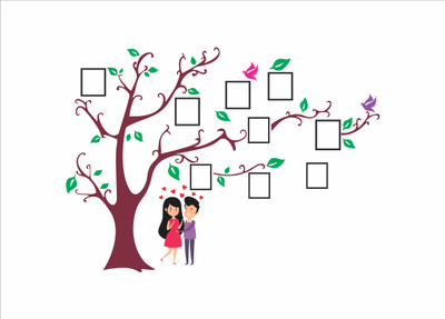 Lokeshcreative 16 inch Lovely Couple With Tree Wall Sticker Self Adhesive Sticker(Pack of 1)
