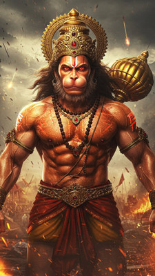 swaroopa 16.5 inch veer hanuman A3 size non tearable sticker Self Adhesive Sticker(Pack of 1)