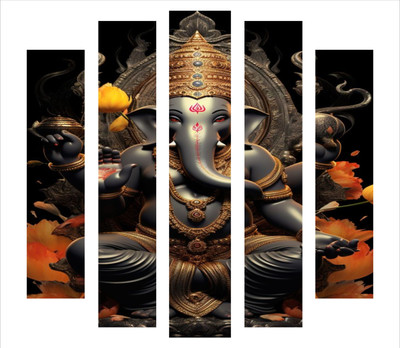 SHAH CREATION 58 cm Ganesh ji 3D wall sticker Self Adhesive Sticker(Pack of 1)