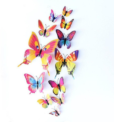 JAAMSO ROYALS 120 cm Multi 3D Magnet Butterefly Self Adhesive Home Décor Wall Sticker (Set of 12) Self Adhesive Sticker(Pack of 1)