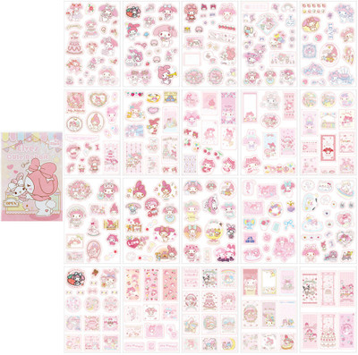 R H lifestyle 2 cm 20 Sheets My Melody Sanrio Stickers Set Cute Kawaii Cartoon PET Decorative Self Adhesive Sticker(Pack of 1)