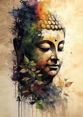 Dumdic 30 cm Beautiful Art Of Buddha A4 Strong Self Adhesive Sticker(Pack of 1)