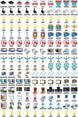 RECKZOZ 1.5 cm Self-Adhesive Switch Stickers- 40 Designs for Electric Board Appliances Self Adhesive Sticker(Pack of 2)