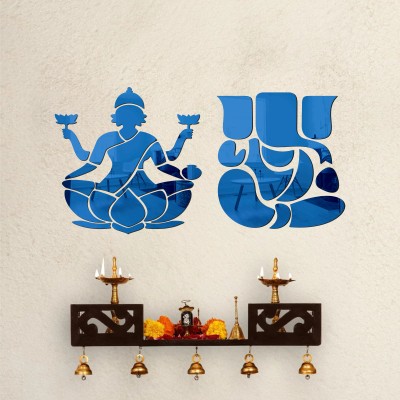 ADITYA CAPITAL STORE 10 inch LaxmiJi Ganpati Ji 10 inch Blue wall Acrylic Wall Sticker Self Adhesive Sticker(Pack of 1)