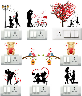 RSB HUB 46 cm Love Theme Switch Board stickers For Decorate Your Home & Wall Stickers Self Adhesive Sticker(Pack of 10)