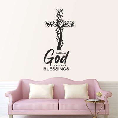 STICKERAURA 60 cm God Bless Us (jesus) Wall Sticker For Home Self Adhesive Sticker(Pack of 1)