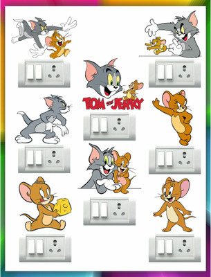 DivineDesigns 13 cm Tom & Jerry Self Adhesive Sticker(Pack of 1)