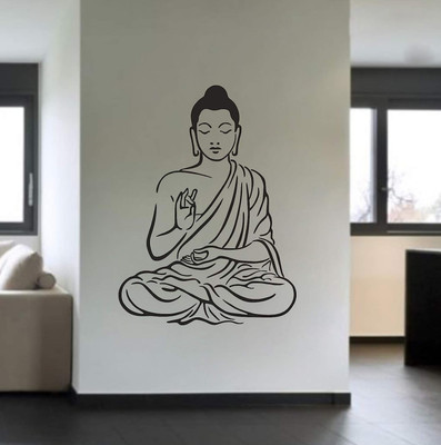 InkHex 70 inch ' Peaceful Buddha and Quote on Mind 'Wall Sticker Self Adhesive Sticker(Pack of 1)